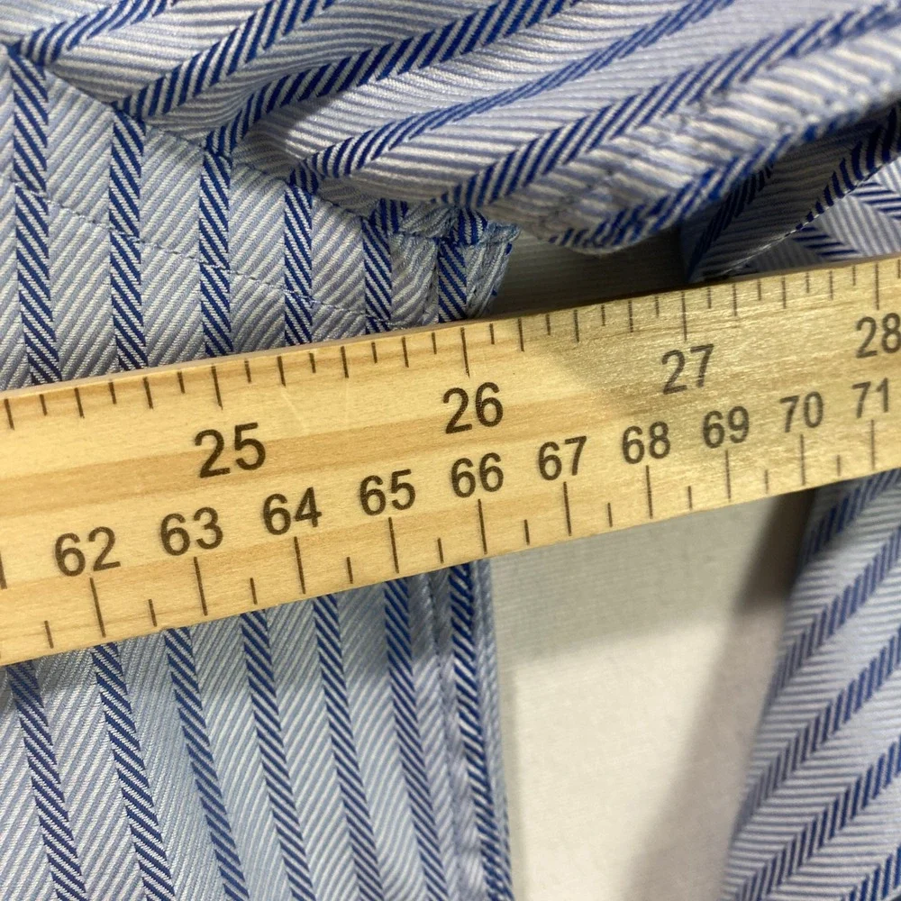 Ermenegildo Zegna Mens 3XL Blue White Striped Cotton Long Sleeve  Shirt - Picture 8 of 11